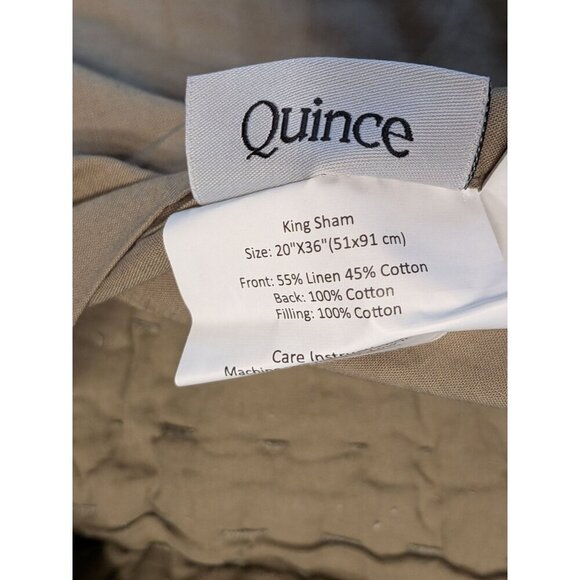 Quince European Linen Cotton Stitch Quilt 3PC Set Olive King/Cal King -NEW- - Picture 6 of 8